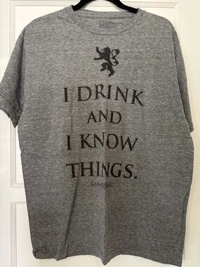 Game of Thrones Grey Graphic Tee - "I Drink And I Know Things"